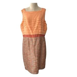 Anne Klein Peach Orange Silk Pleated Party Dress Size 14 Wedding & Special Event